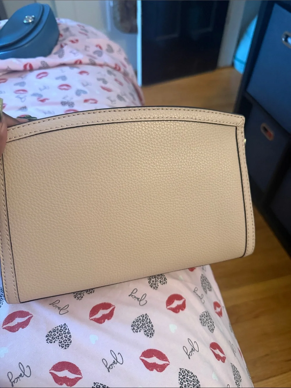 Michael Kors Beige Leather Wristlet Clutch